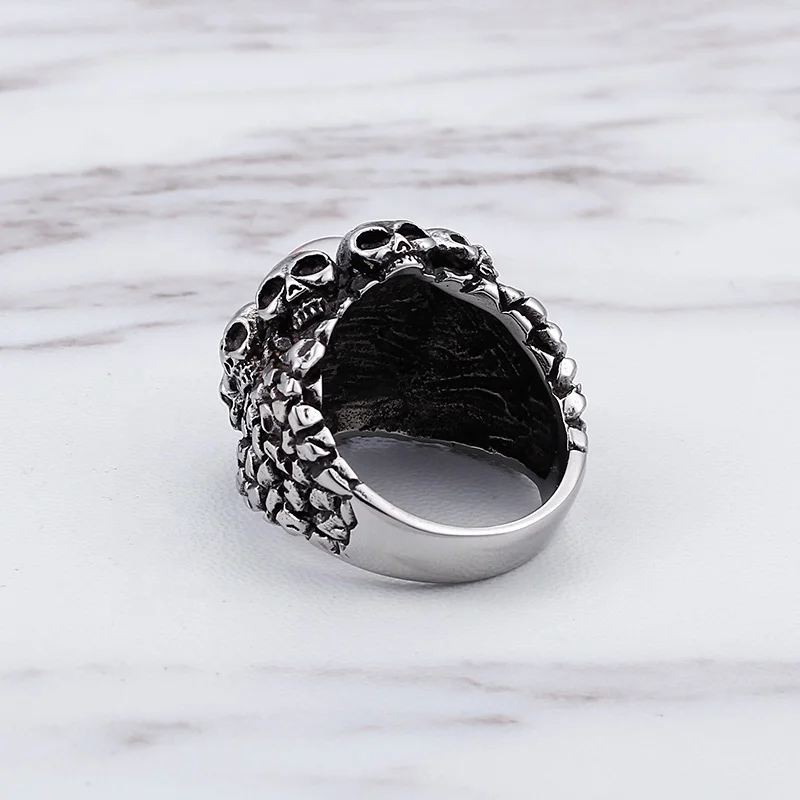 Skull Head Single Red Eye Ring Stainless Steel Men Jewelry