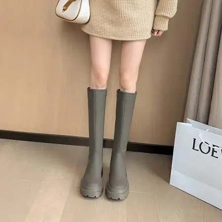 custom 2021 OEM/ODM fashion zip ladies winter warm black green knee high boots