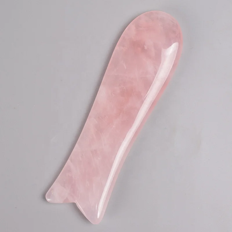 Custom Logo Natural Pink Quartz Gemstone Skin Lifting Body Massage Gua Sha Stone