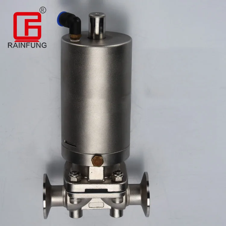 Гигиенический тройной мембранный клапан из нержавеющей стали, 1 дюйм, пневматический привод SS316L