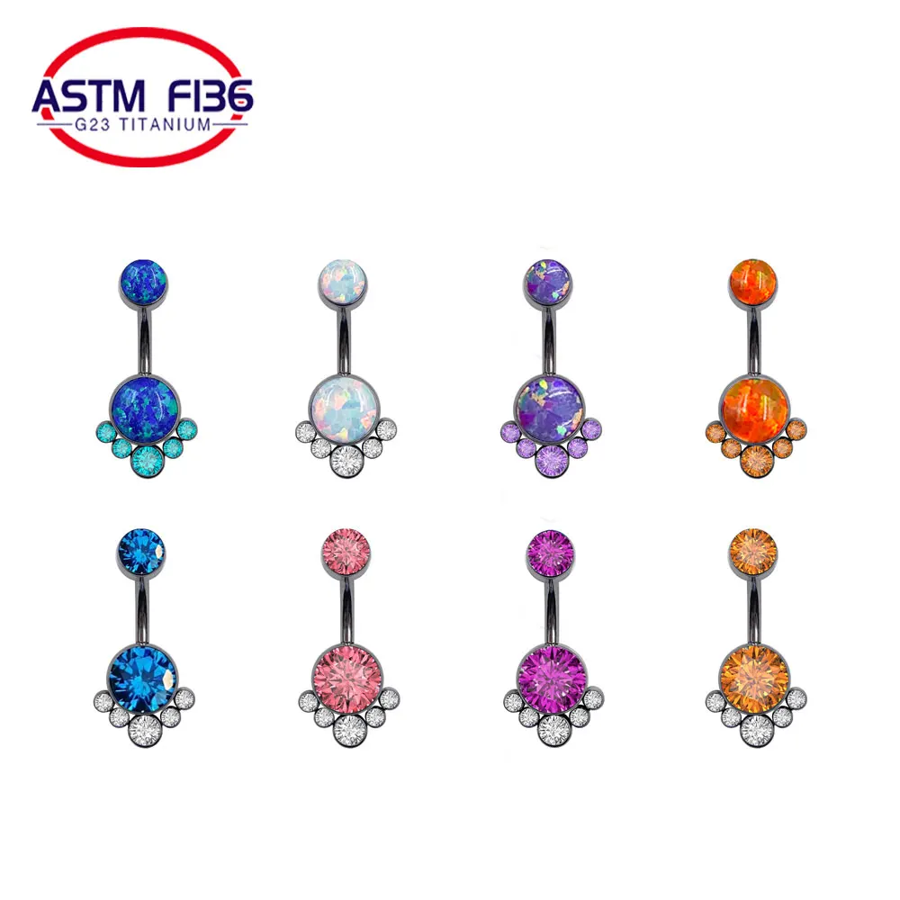 ASTM F136 Titanium Set Zircon/Opal Belly Button Ring Fashion Jewelry navel Piercing Jewelry Body Daith Piercing