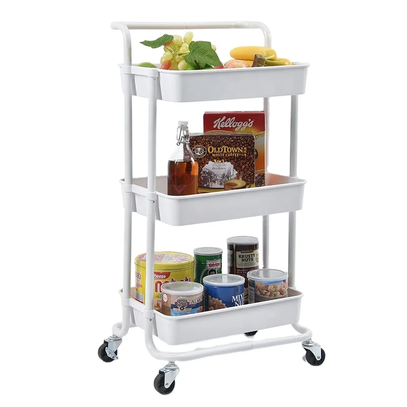 Bathroom 3 Tier Stainless Steel Shelves Trolley Utility Storage Rolling Carts
