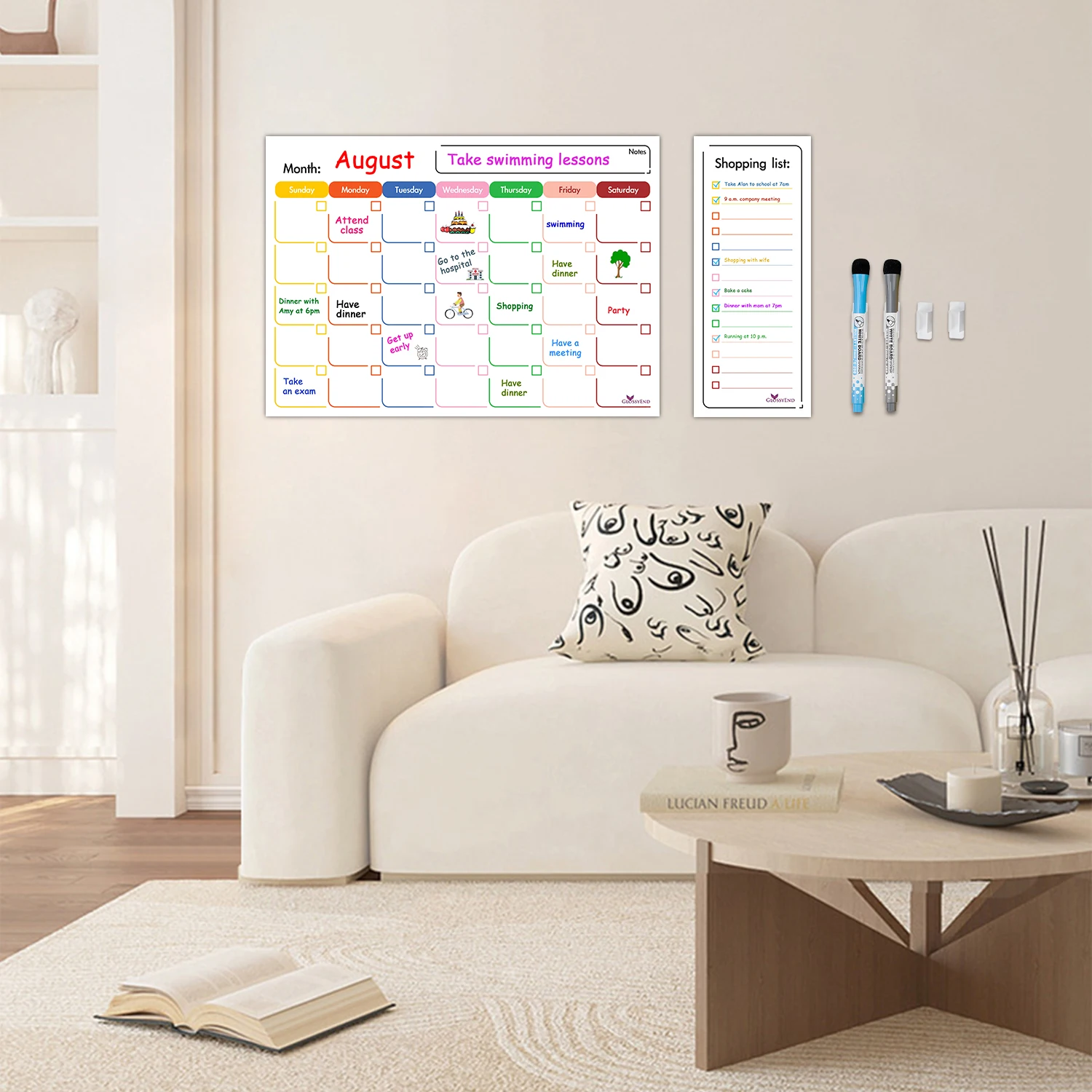2024 New Model Custom Print Removable  Weekly Planner Board set with markers
