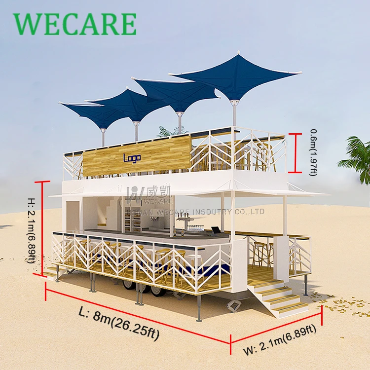 WECARE 800BT двухэтажный прицеп для пищевых продуктов мобильная Кухонная Тележка