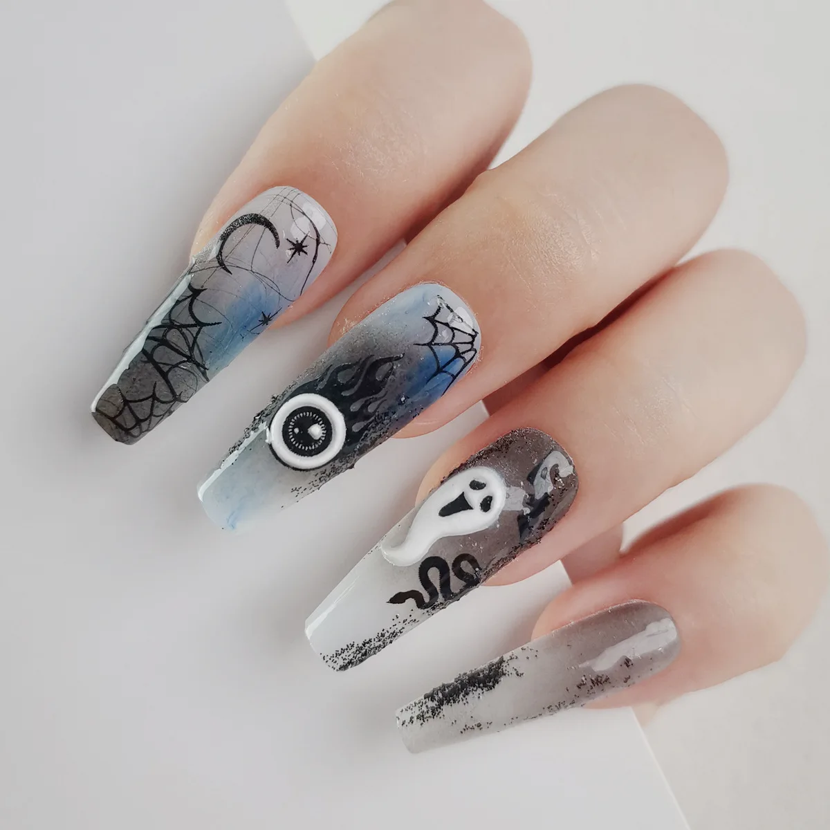 5D Sticker halloween nail art stickers Funny Skull Butterfly nail stickers for Halloween nail supplies wholesale