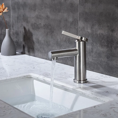 
Low MOQ OEM bathroom brass taps basin durable stainless hot cold adjust faucet 