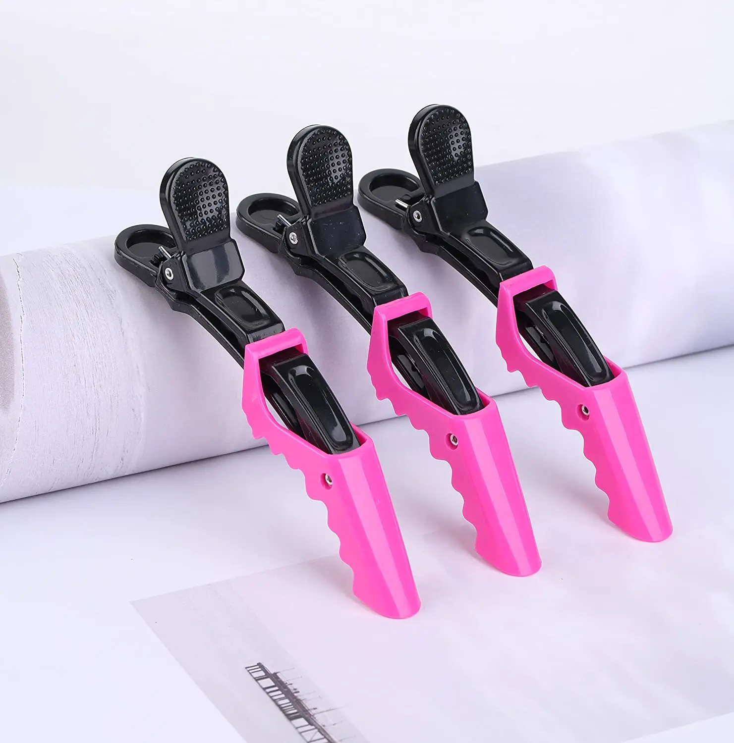 custom logo wholesale  salon pink crocodile hairdressing alligator hair style sectioning clip hair accessories