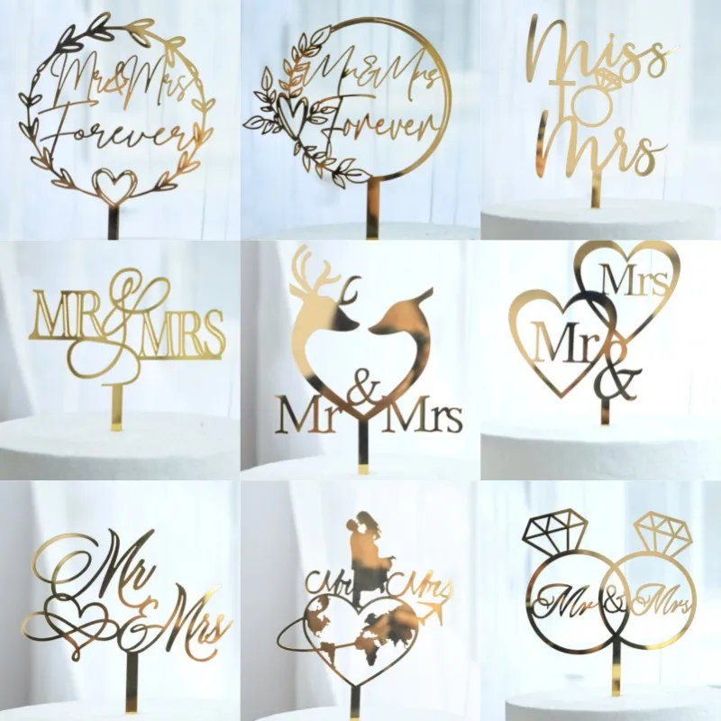 Instagram style MR&MRS Love Wedding Proposal Acrylic Cake Insert Couple Cake Decoration