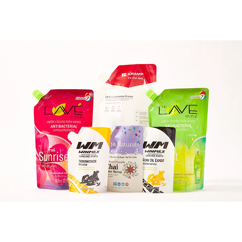 Custom printed refillable stand up spout pouch plastic spouted liquid drink bag pouch