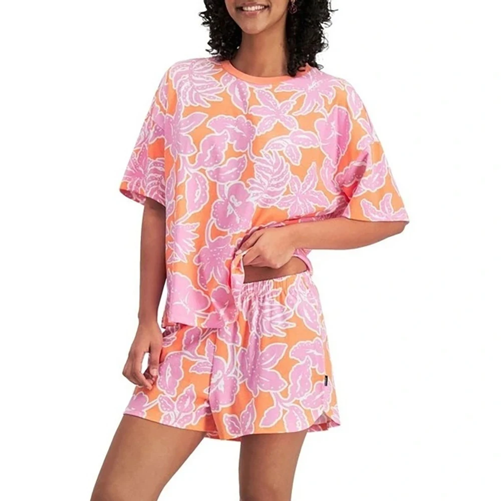 OEM Bamboo Cotton Custom Logo Summer casual women sleepwear Shorts Sleeve Two Piece Women Pajamas Set