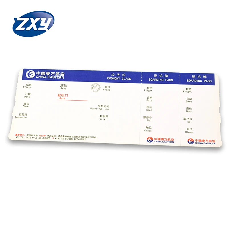 Заводская индивидуальная печать на бумаге, билетов на посадку, авиакомпании