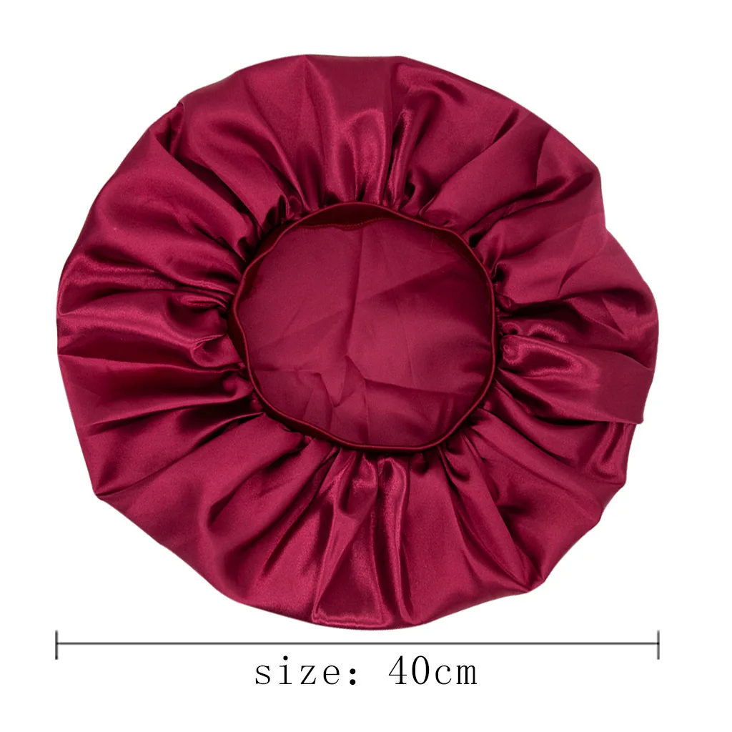 GIRLIZE Solid Color Extra Large Silk Satin Bonnet Elastic Sleep Cap Shower Cap Night Cap Beauty Hair Care Bonnet For Women