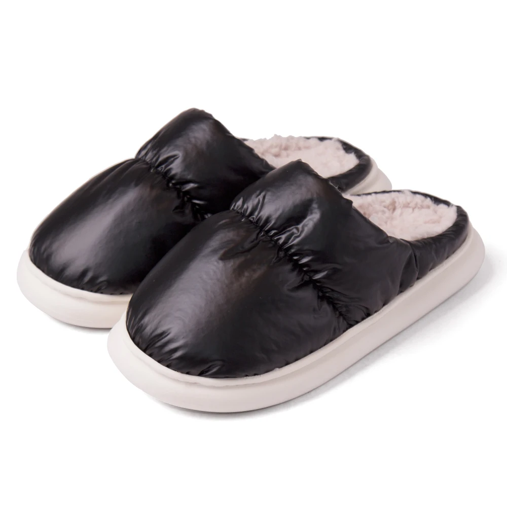 Simple Style New Waterproof Warm Outdoor Wear Comfortable Winter Cotton Slippers Ladies Household Non-slip Plush Slippers