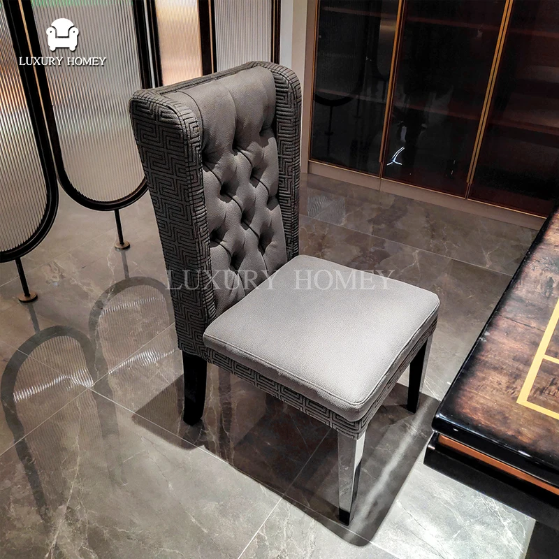 Italian high-end luxury natural wood veneer long dining room set modern dining table set full dining room furniture