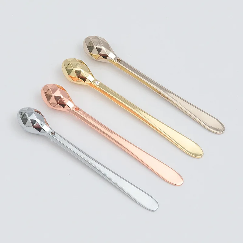 In Stock Wholesale Disposable zinc alloy Cosmetic Spatula with diamond Makeup Spatula
