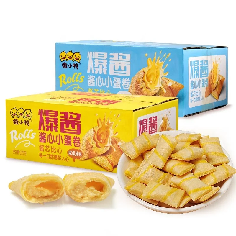 New durian flavor crisp wafer cream crakers durian flavor creamy sandwich crackers biscuits