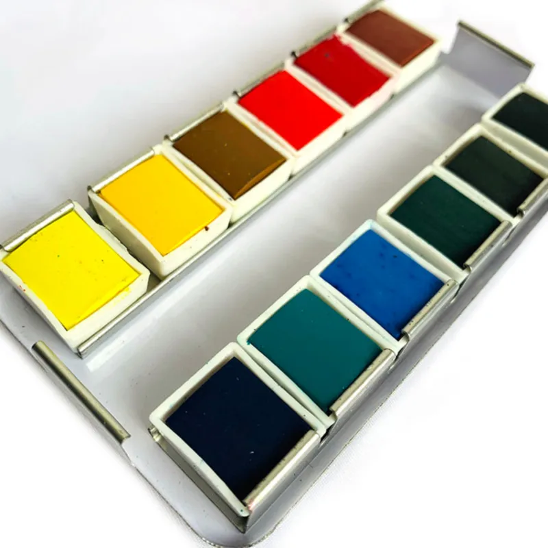 Good price professional 12/24/36/48 colors tin box packing solid watercolor set