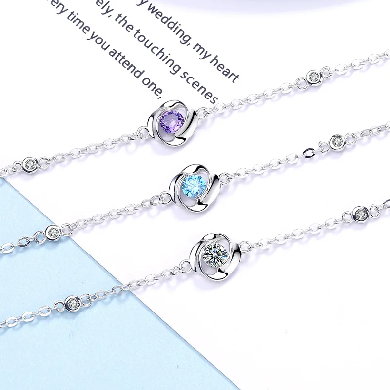 Sterling Silver Bangle Factory Hot Sale Customized Woman 925 Sterling Silver Flower Zircon Bracelet