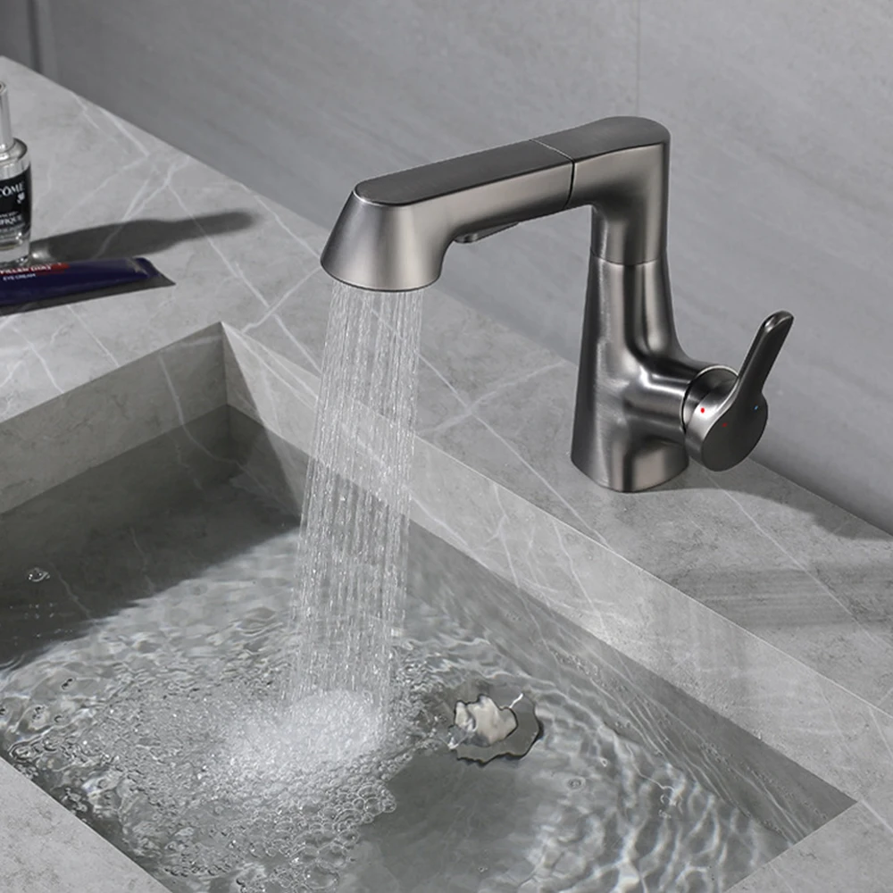 Latest Model Dark Bathroom Pull Out Faucet Spray Head Wash Basin Mixer Tap