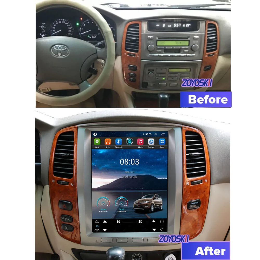 Высокое качество 12,1 дюймов Автомобильный Android экран Навигатор автомобильный стерео плеер Land Cruiser 100 Lexus Lx470 Auto Carplay для 2001-2011