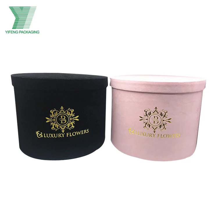 China Manufacture Wholesale Custom Luxury flower gift packaging round velvet hat box paper flower gift box