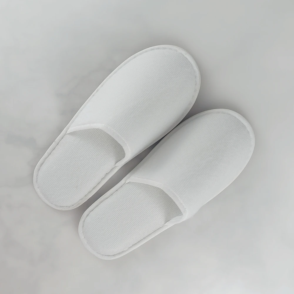 High Quality Custom Hotel Disposable Slippers EVA Sole White Slippers For Hotel Spa