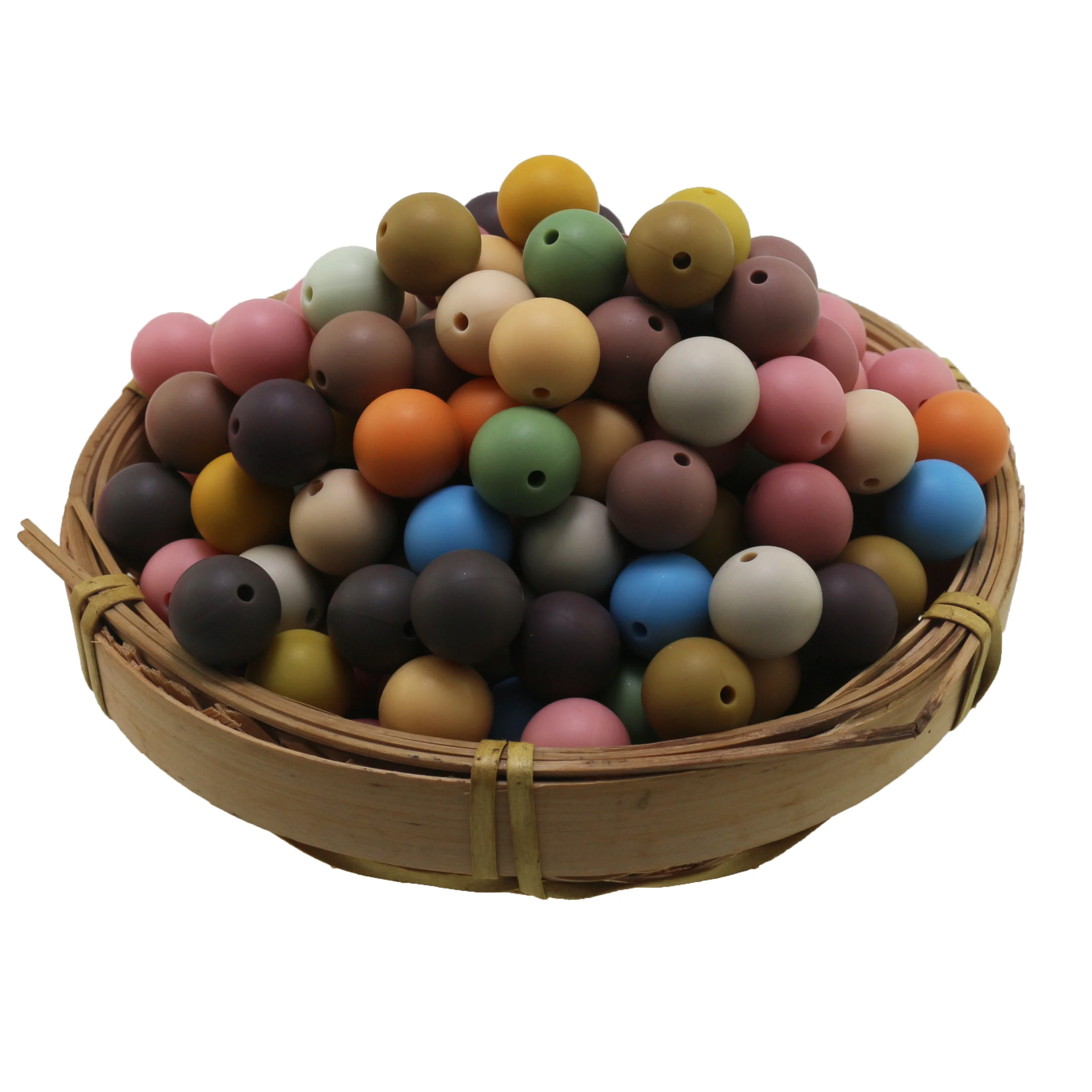 New Wholesale Low Price Necklace Teething Printed Round Beads Baby 15MM Silicone Beads