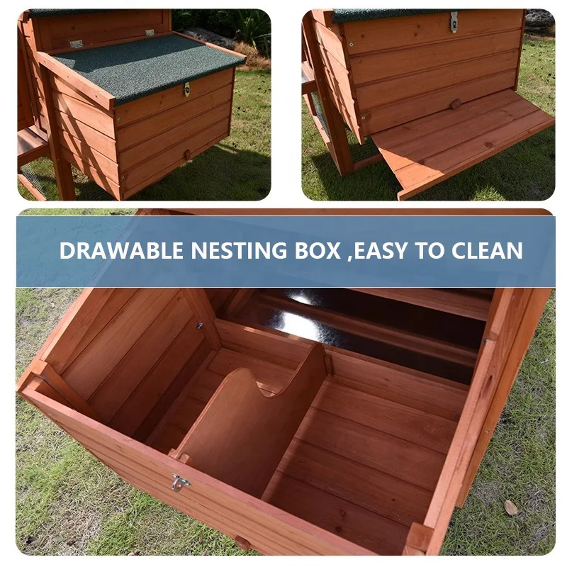 chicken coop poultry shed pigeon and rabbit cage home use outdoor wooden breeding house with wooden tray.