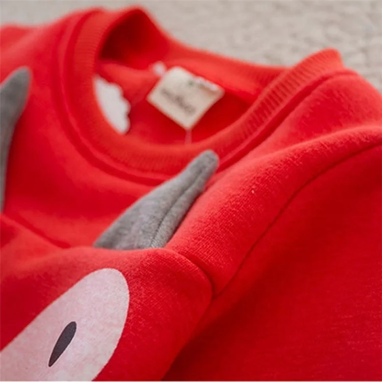 Cute Cartoon Fox Long Sleeves Fleece Winter Toddlers Girls Clothing Sets 5-6 Years Old Casual Sweatshirt and Leggings Outfits