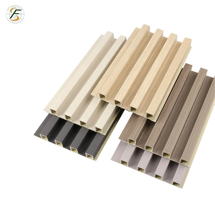3D flutted PVC slat wall panel wood plastic cladding board WPC grille panel