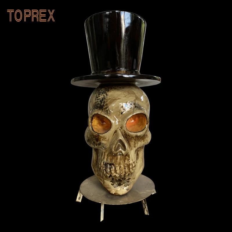 Outdoor scary halloween yard  party decorations Customized large resin craft Fiberglass Skull Statue