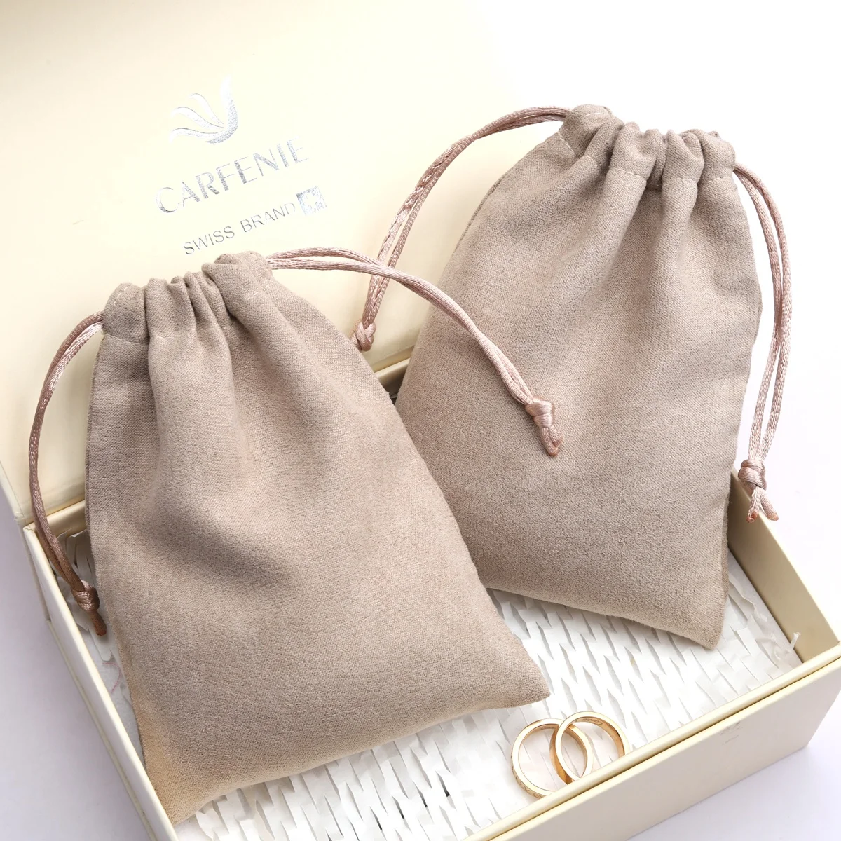High End Suede Jewelry Drawstring Bag Custom Soft Gift Skin Cosmetic Storage Microfiber Dust Suede Pouch