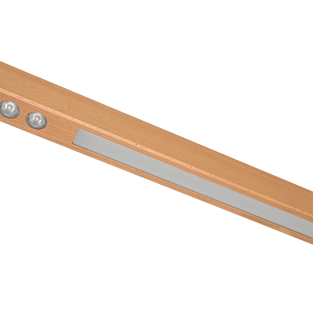 Natural Wood Linear Light Fixture Dining Ceiling Lamp Wooden Hanging Lights for Kitchen CE SAA CRM Certification