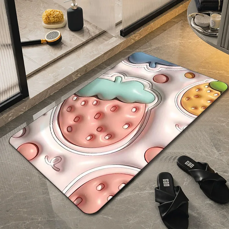 water Absorbent Rug Rubber Diatom Mud Floor Mat Kitchen Carpet Bathroom Door Mats Anti Slip Diatomite 3D bathroom mat