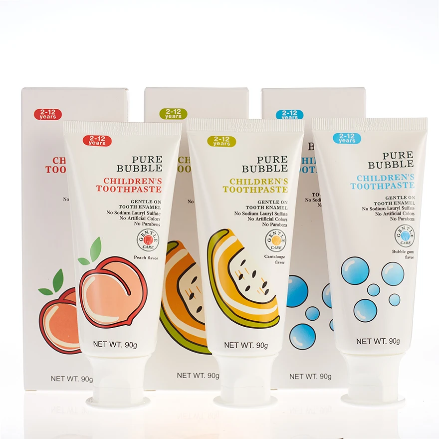 Custom Private Label Fluoride Anti Cavity Children Xylitol Probiotic Fruit Flavored Gel Toothpaste For Kids