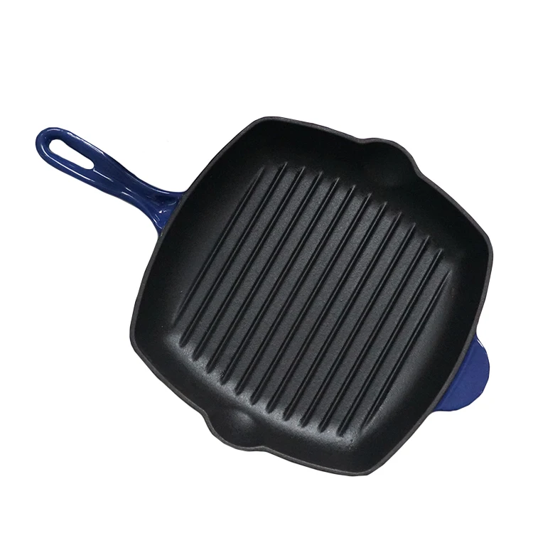 Top Quality Enamed Cast Iron Grill Pan Square Shape Griddle  Cast Iron Plate Grill Pan BBQ