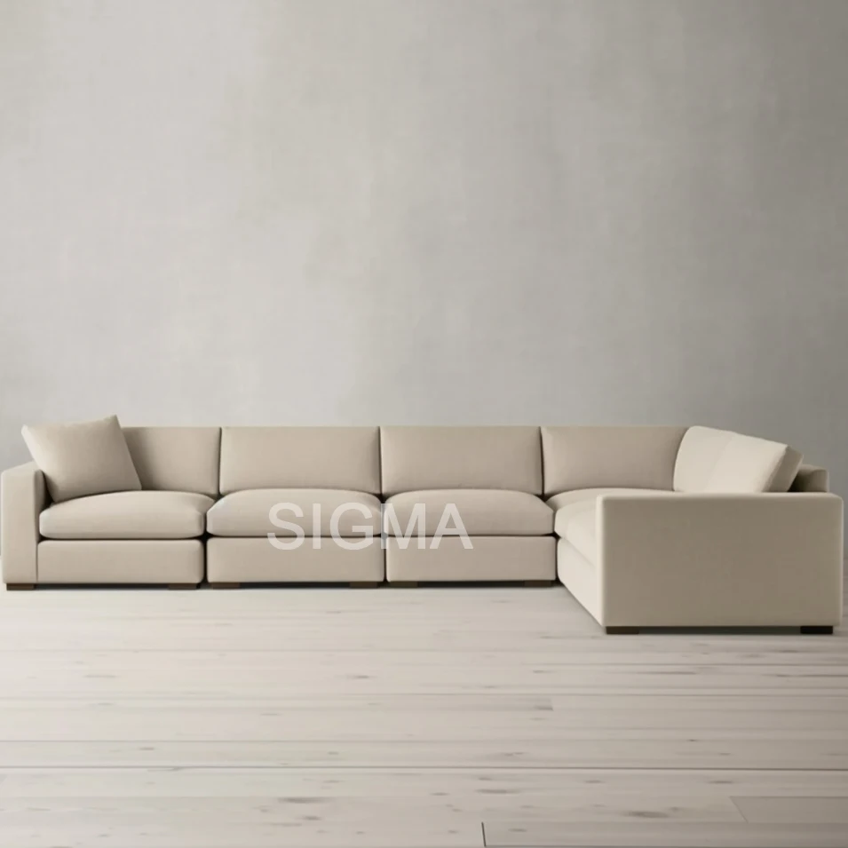 Indoor White Beige Modern Linen cloud sofa Luxury Couch Minimalist U L Shape Modular sofas For Home Luxury