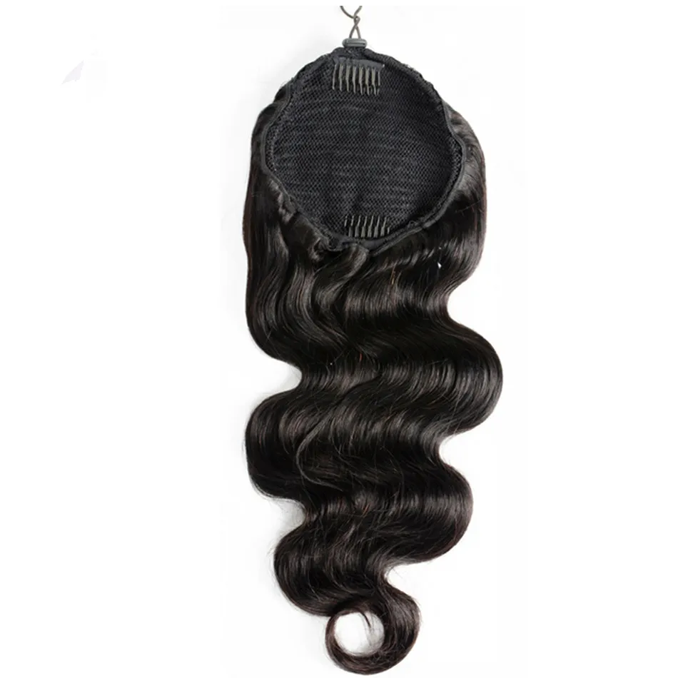 120g Remi high Human hair ponytail hair piece wet wavy wraps Ponytail hair extension side part ponytail drop shipping
