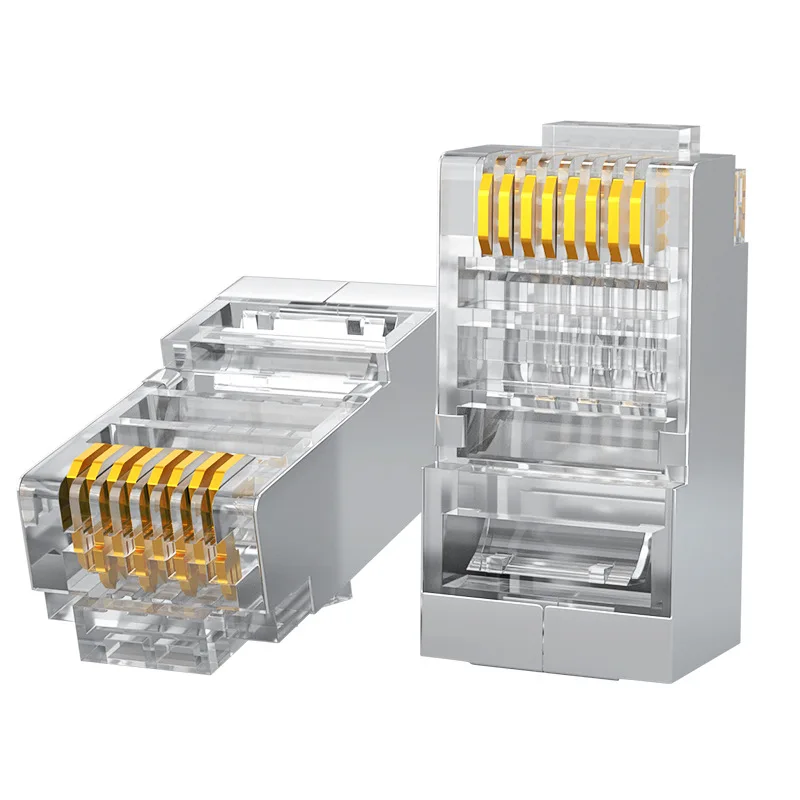 Network Cable Cat5e FTP RJ45 Modular Plug 8P8C Male Copper Golden Plated 15u 50u Cat6 STP Lan Cable Shielded RJ45 Connector