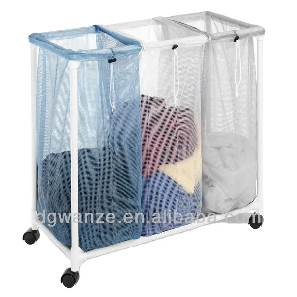 Folding laundry basket with wheels