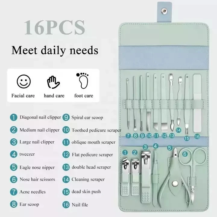 16 piece Manicure Pedicure Set Toe Nail Clipper Nail Cutter Tool Kit Manicure Set for Travel & nail repair Kit