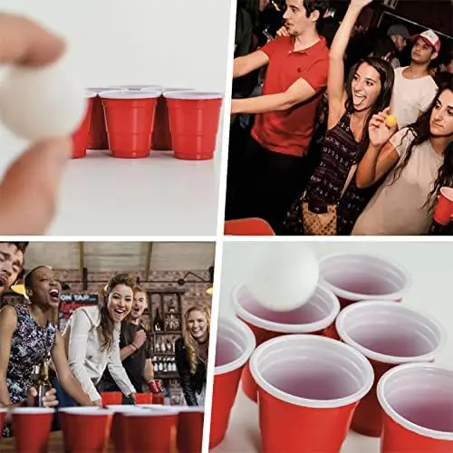 16oz Double Color Bpa Free PS Plastic Party Red Plastic Beer Pong Cups
