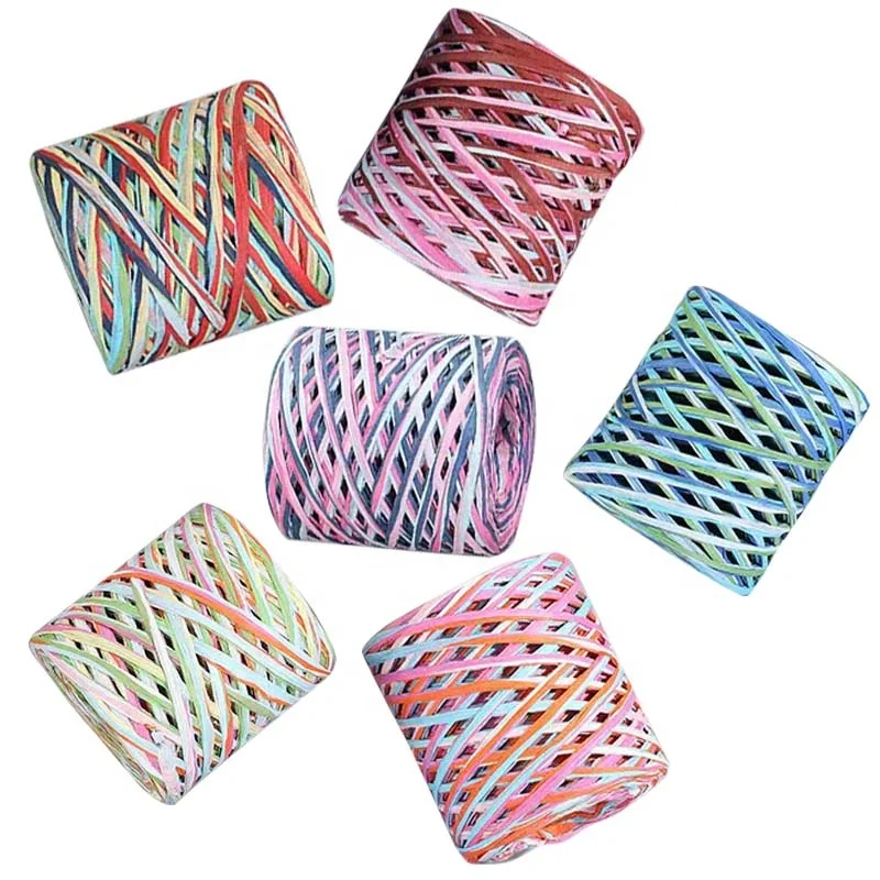 Wholesale 200M Colorful Package DIY Crafts Paper Raffia Ribbon For Gift Box Packing Party Decoration