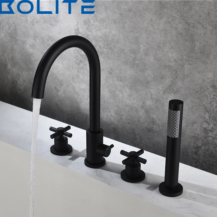 Matte Black Bathroom Deck Installation Bathtub Mixer Faucet Manual Bathtub Shower Faucet