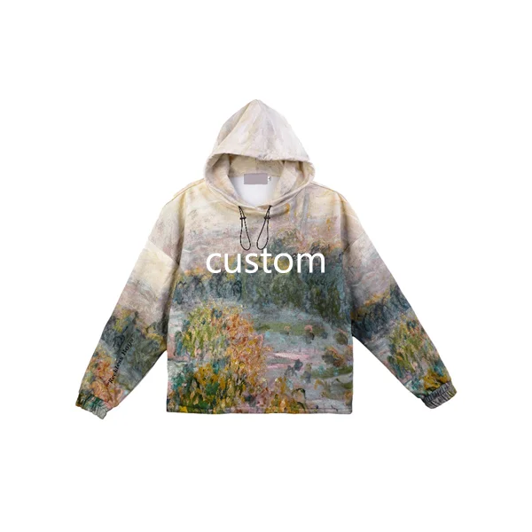 Новый пейзаж, картина маслом, Ретро Печать на шнурке, толстовка с капюшоном, зимняя свободная теплая универсальная толстовка с капюшоном