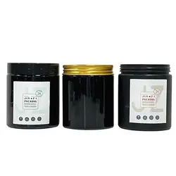 100ml 150ml 200ml 250ml 300ml 8oz cosmetic cream hair gel food scrub butter container amber PET plastic jar with black screw lid
