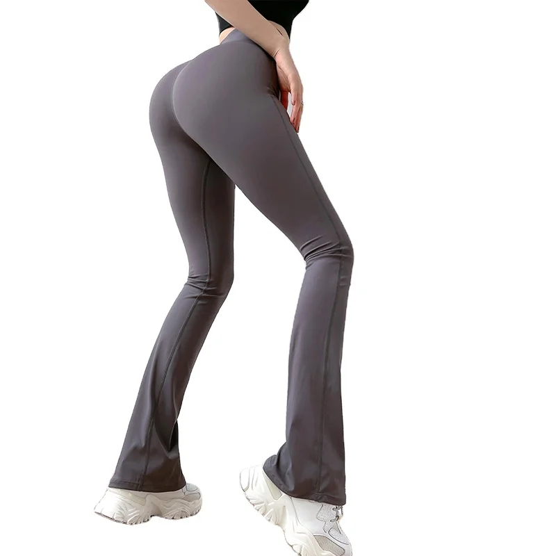 Mitaogirl Sports Pants for Women High Waist and Abdomen Quick Dry Dance Flared Pants Leggings Fitness Gym Yoga Pants