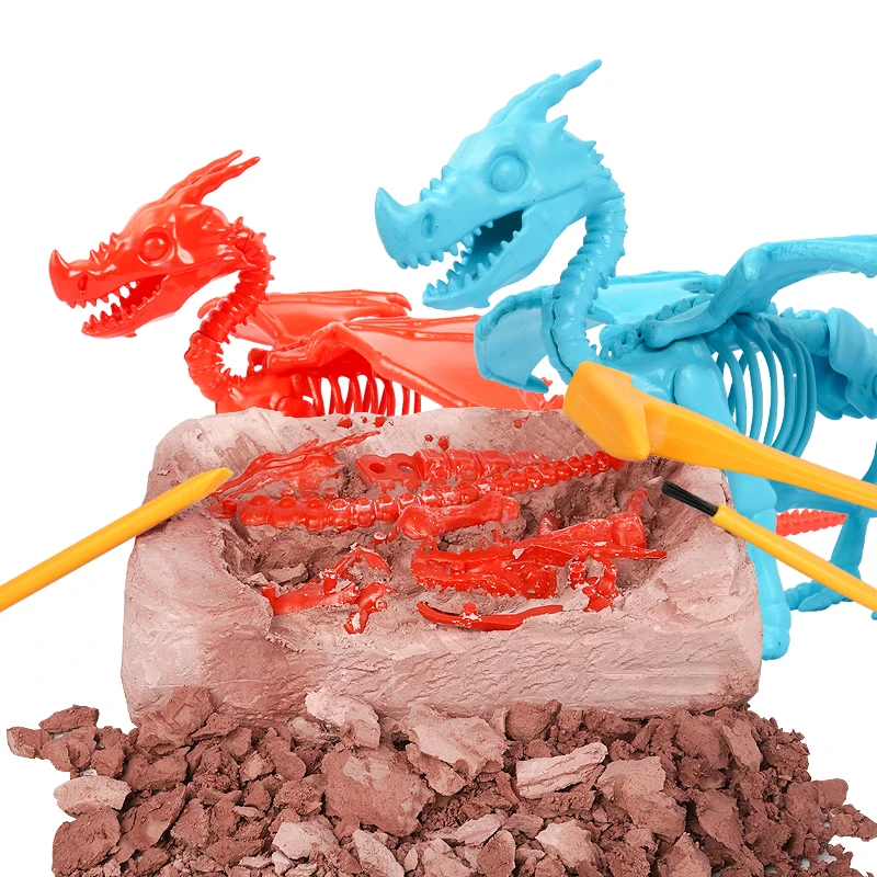 Archaeology Educational Science STEM  Toys Discover Blue Red Surprise Dragons Dig Kit for Kids 6+ Party Gifts