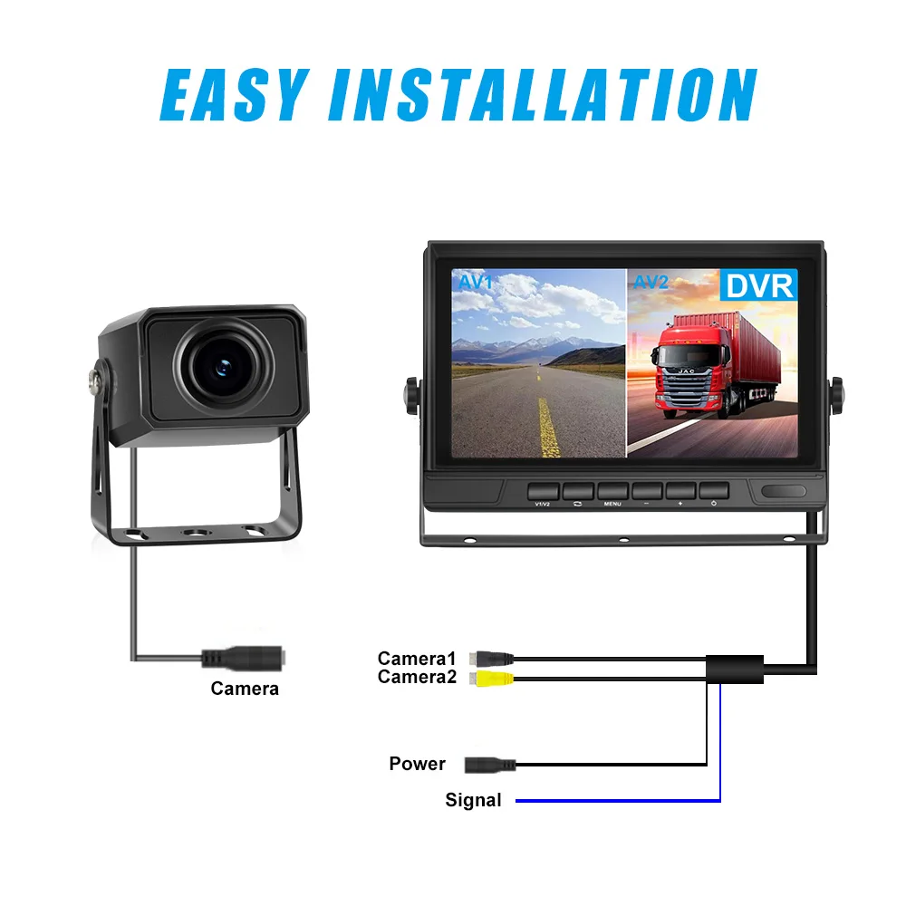 AHD 720P 1080P 2CH/2channel HD Rear View 7 inch IPS Car Vehicle Monitor Reversing Aid Backup Bus Truck Rearview Camera System