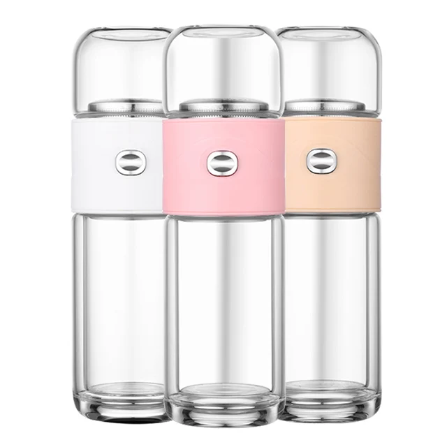
Best Selling Double Wall Customized Logo Square Shape Glass Water Bottle 